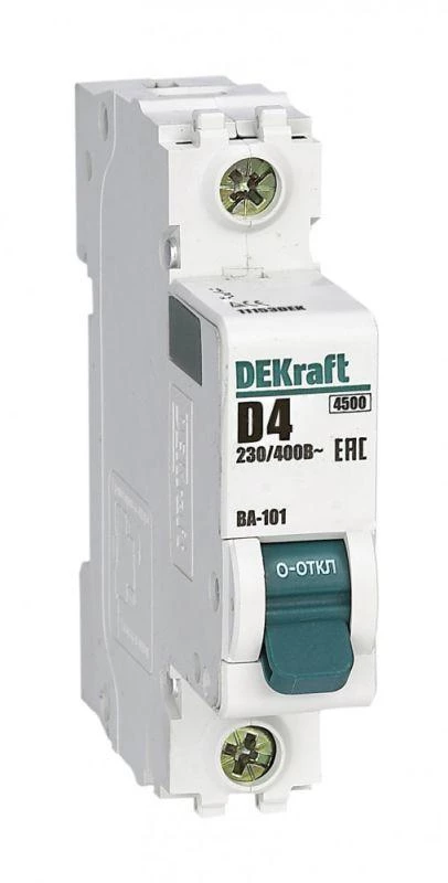 Выключатель автоматический модульный 1п D 4А 4.5кА ВА-101 DEKraft 11153DEK