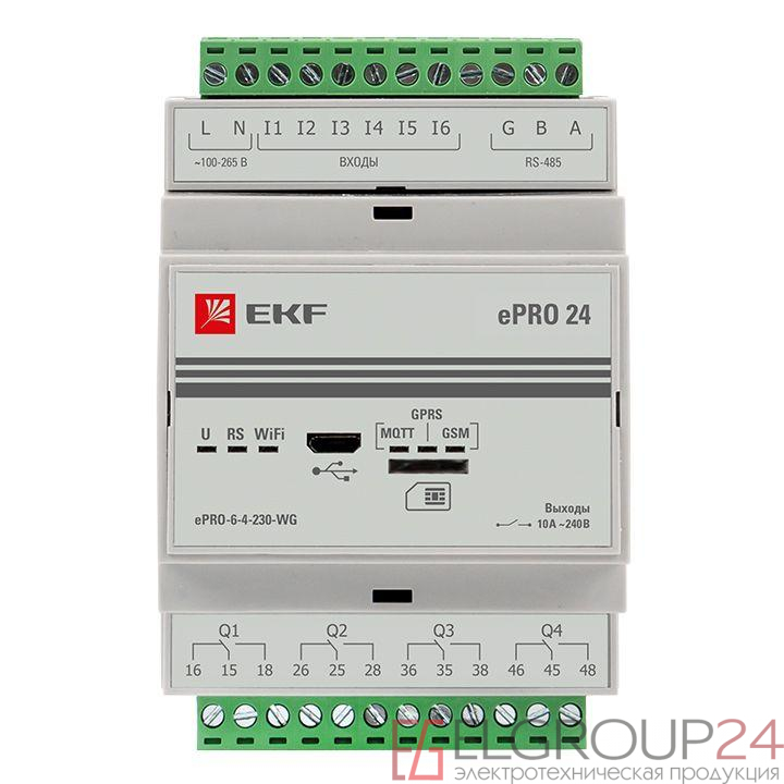 Контроллер базовый ePRO удаленного управления 6вх/4вых 230В WiFi GSM PROxima EKF ePRO-6-4-230-WG 10