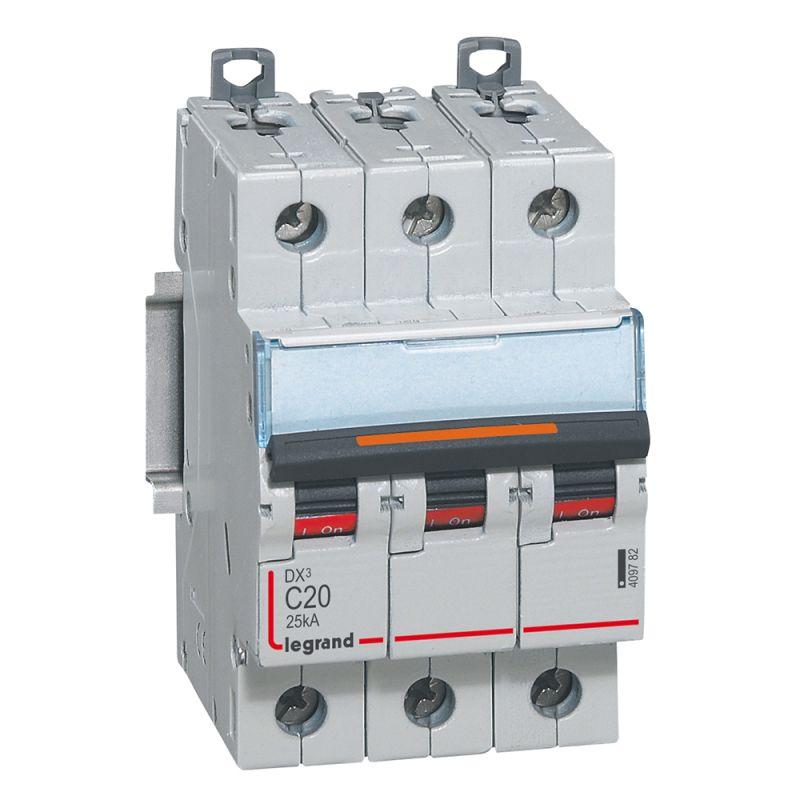 Legrand Выключатель автоматический модульный 3п C 20А 25кА DX3 3мод. 400В Leg 409782