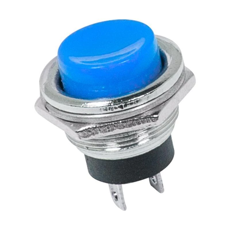 Выключатель-кнопка 220В 2А (2с) ON-OFF d16.2 (RWD-306) металл син. Rexant 36-3352