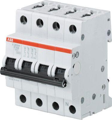 ABB Выключатель автоматический модульный 4п (3P+N) C 16А 6кА S203 C16NA 2CDS253103R0164
