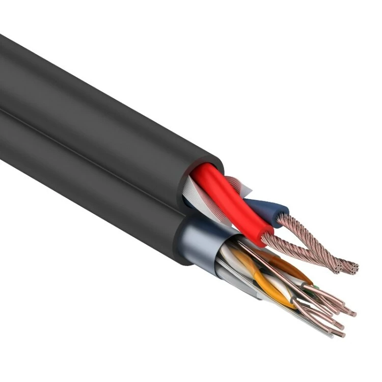 Мульти-кабель FTP 4PR, 24AWG, CAT5e+2х0.75 мм? (бухта 200 м) черный | 01-4044 | REXANT