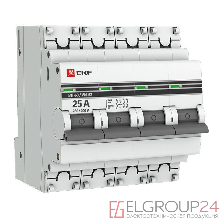 Выключатель нагрузки 4п 25А ВН-63 PROxima EKF SL63-4-25-pro