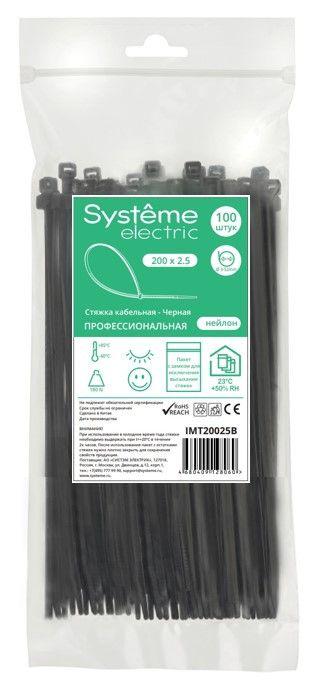 Systeme Electric Стяжка кабельная 200х2.5 черн. (уп.100шт) SE IMT20025B