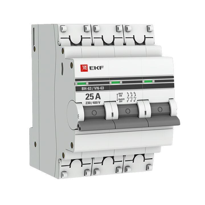 EKF Выключатель нагрузки 3п 25А ВН-63 PROxima  SL63-3-25-pro