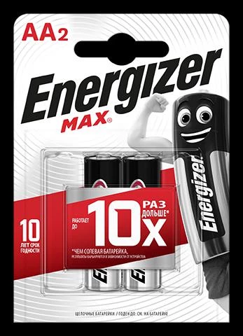Элемент питания алкалиновый MAX LR6/316 BL2 (2/24/9360) (блист.2шт) Energizer E301532801