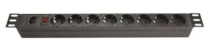 Блок розеток 8-м Schuko для 19дюйм шкафов с выкл. DKC R519SH8OPSHC14