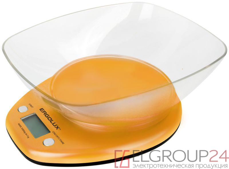 Весы кухонные ELX-SK04-C11 до 5кг со съемной чашей оранж. Ergolux 13606 0