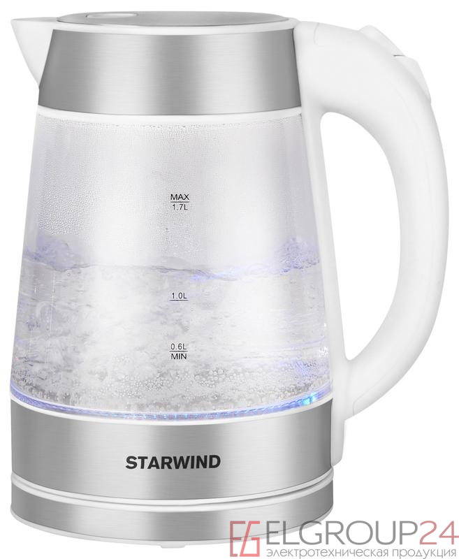 Чайник SKG2011 1.7л. 2200Вт (стекло)бел./серебр. STARWIND 1396680 1